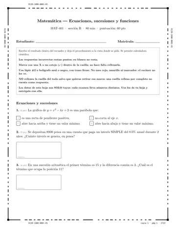 Math, page 1: equations and sequences