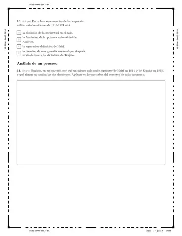 Social Studies, page 3: open-ended question about a historical process